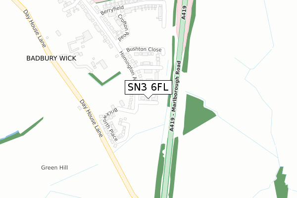 SN3 6FL map - large scale - OS Open Zoomstack (Ordnance Survey)