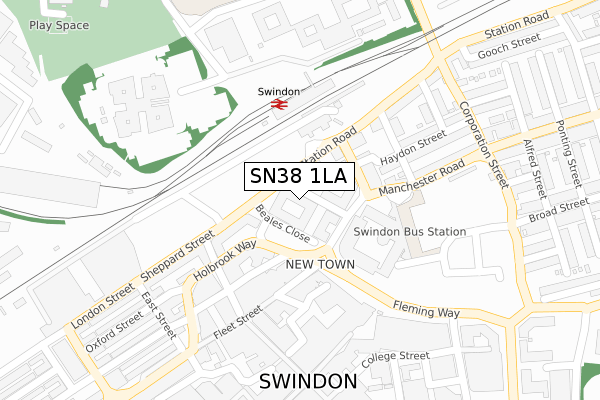 SN38 1LA map - large scale - OS Open Zoomstack (Ordnance Survey)