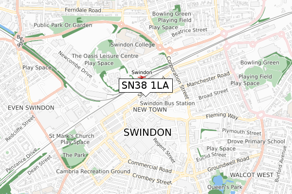 SN38 1LA map - small scale - OS Open Zoomstack (Ordnance Survey)