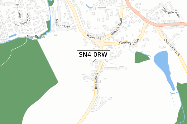 SN4 0RW map - large scale - OS Open Zoomstack (Ordnance Survey)