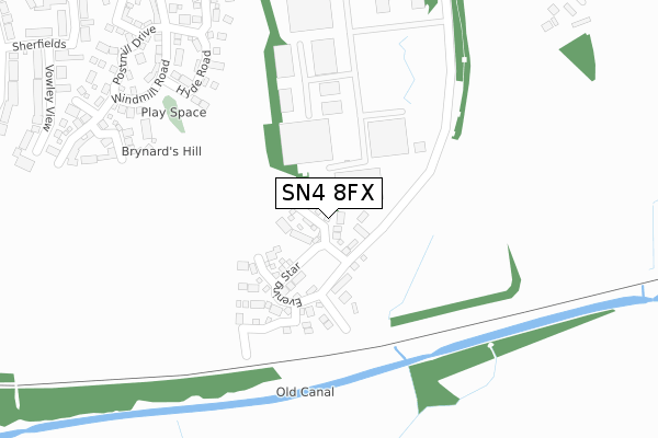 SN4 8FX map - large scale - OS Open Zoomstack (Ordnance Survey)