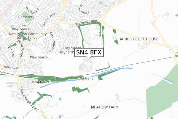 SN4 8FX map - small scale - OS Open Zoomstack (Ordnance Survey)