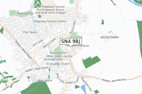 SN4 9BJ map - small scale - OS Open Zoomstack (Ordnance Survey)