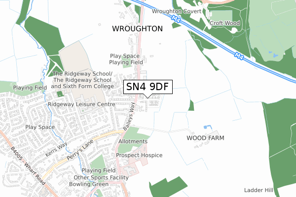 SN4 9DF map - small scale - OS Open Zoomstack (Ordnance Survey)