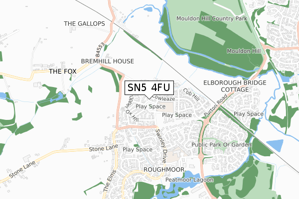 SN5 4FU map - small scale - OS Open Zoomstack (Ordnance Survey)