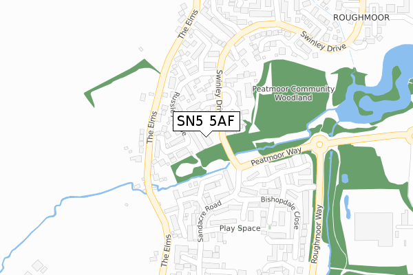 SN5 5AF map - large scale - OS Open Zoomstack (Ordnance Survey)