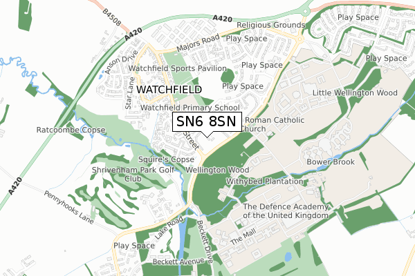 SN6 8SN map - small scale - OS Open Zoomstack (Ordnance Survey)
