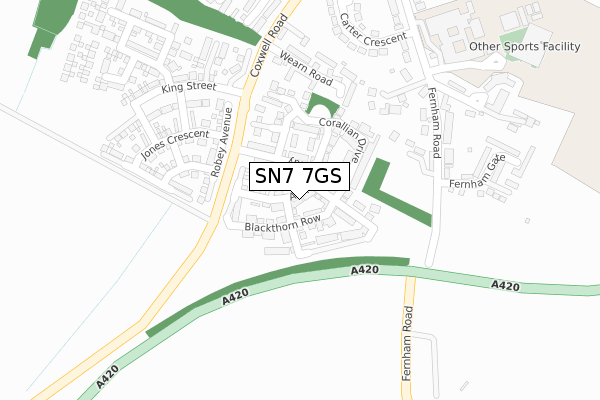 SN7 7GS map - large scale - OS Open Zoomstack (Ordnance Survey)