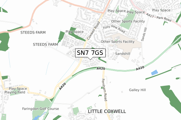 SN7 7GS map - small scale - OS Open Zoomstack (Ordnance Survey)