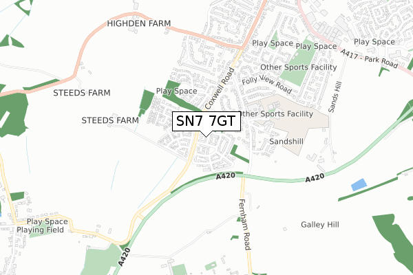 SN7 7GT map - small scale - OS Open Zoomstack (Ordnance Survey)