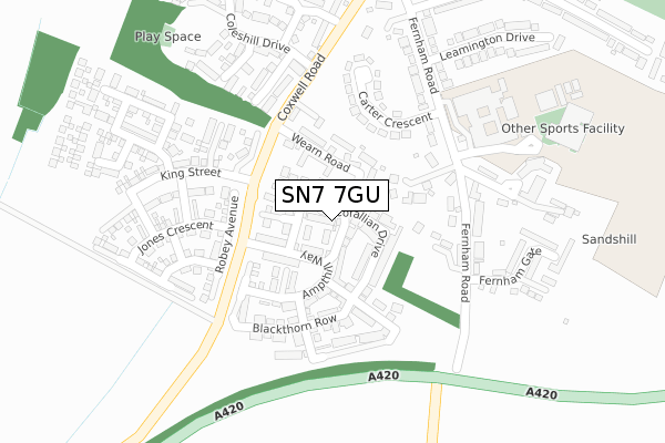 SN7 7GU map - large scale - OS Open Zoomstack (Ordnance Survey)