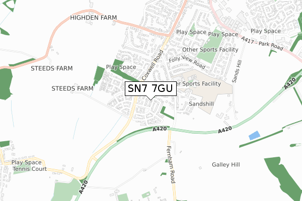 SN7 7GU map - small scale - OS Open Zoomstack (Ordnance Survey)