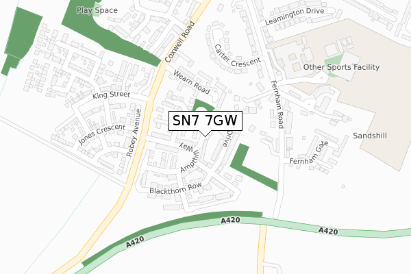 SN7 7GW map - large scale - OS Open Zoomstack (Ordnance Survey)