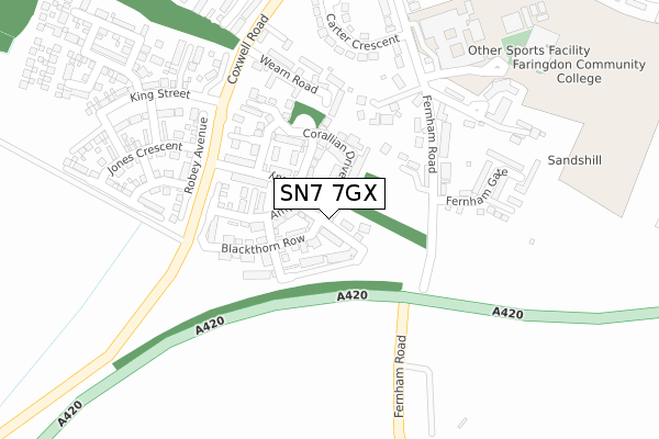 SN7 7GX map - large scale - OS Open Zoomstack (Ordnance Survey)