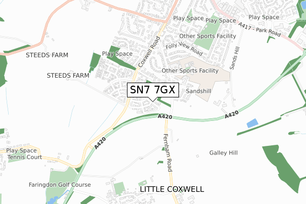 SN7 7GX map - small scale - OS Open Zoomstack (Ordnance Survey)