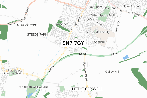 SN7 7GY map - small scale - OS Open Zoomstack (Ordnance Survey)