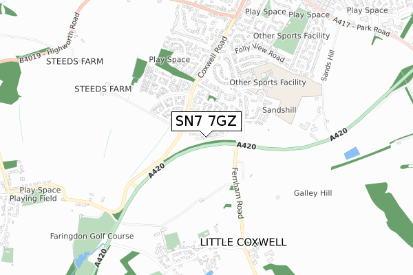 SN7 7GZ map - small scale - OS Open Zoomstack (Ordnance Survey)