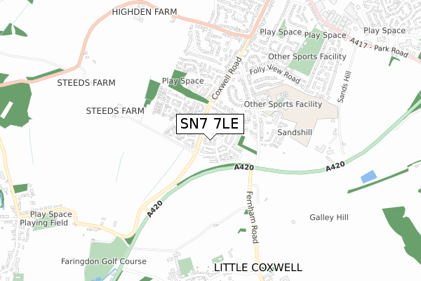 SN7 7LE map - small scale - OS Open Zoomstack (Ordnance Survey)