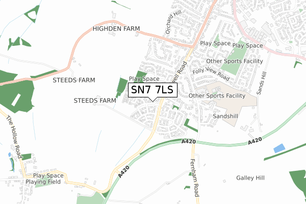 SN7 7LS map - small scale - OS Open Zoomstack (Ordnance Survey)