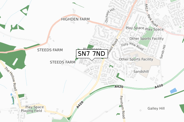 SN7 7ND map - small scale - OS Open Zoomstack (Ordnance Survey)