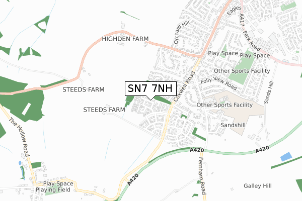 SN7 7NH map - small scale - OS Open Zoomstack (Ordnance Survey)