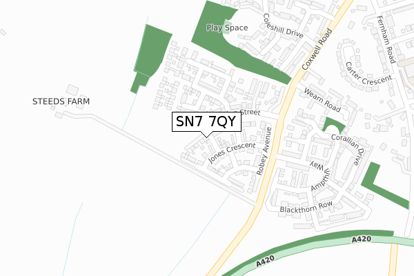 SN7 7QY map - large scale - OS Open Zoomstack (Ordnance Survey)