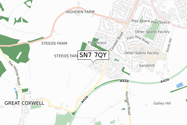 SN7 7QY map - small scale - OS Open Zoomstack (Ordnance Survey)