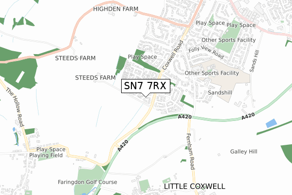 SN7 7RX map - small scale - OS Open Zoomstack (Ordnance Survey)