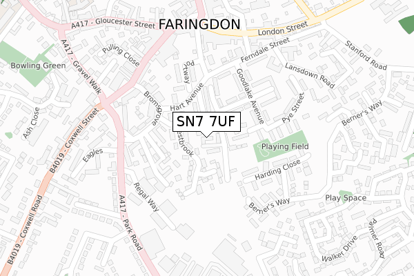 SN7 7UF map - large scale - OS Open Zoomstack (Ordnance Survey)