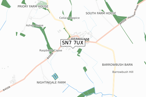 SN7 7UX map - small scale - OS Open Zoomstack (Ordnance Survey)