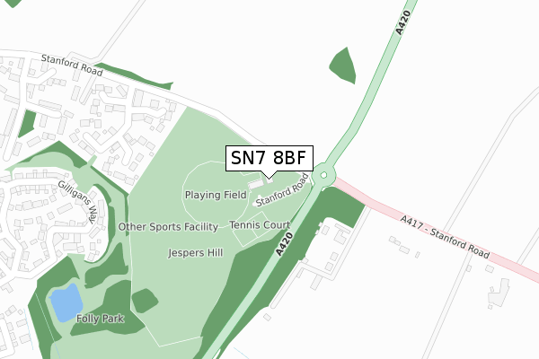 SN7 8BF map - large scale - OS Open Zoomstack (Ordnance Survey)