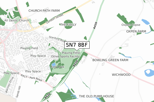 SN7 8BF map - small scale - OS Open Zoomstack (Ordnance Survey)