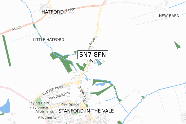 SN7 8FN map - small scale - OS Open Zoomstack (Ordnance Survey)