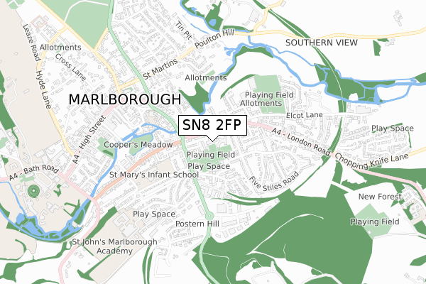 SN8 2FP map - small scale - OS Open Zoomstack (Ordnance Survey)