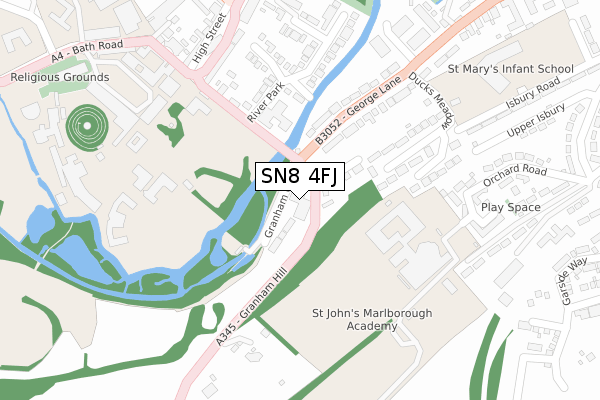 SN8 4FJ map - large scale - OS Open Zoomstack (Ordnance Survey)