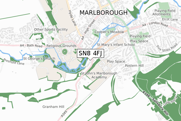 SN8 4FJ map - small scale - OS Open Zoomstack (Ordnance Survey)