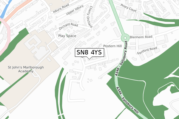 SN8 4YS map - large scale - OS Open Zoomstack (Ordnance Survey)