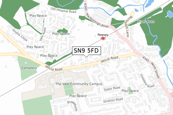 SN9 5FD map - large scale - OS Open Zoomstack (Ordnance Survey)