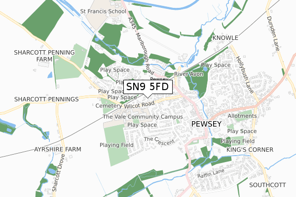 SN9 5FD map - small scale - OS Open Zoomstack (Ordnance Survey)