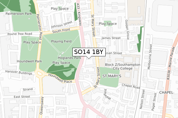 SO14 1BY map - large scale - OS Open Zoomstack (Ordnance Survey)