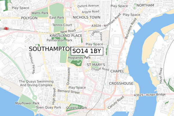 SO14 1BY map - small scale - OS Open Zoomstack (Ordnance Survey)