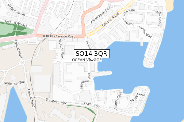 SO14 3QR map - large scale - OS Open Zoomstack (Ordnance Survey)