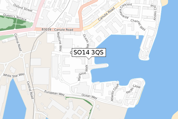 SO14 3QS map - large scale - OS Open Zoomstack (Ordnance Survey)