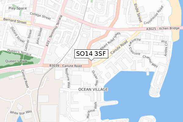 SO14 3SF map - large scale - OS Open Zoomstack (Ordnance Survey)