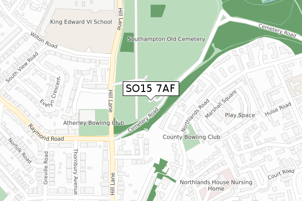 SO15 7AF map - large scale - OS Open Zoomstack (Ordnance Survey)