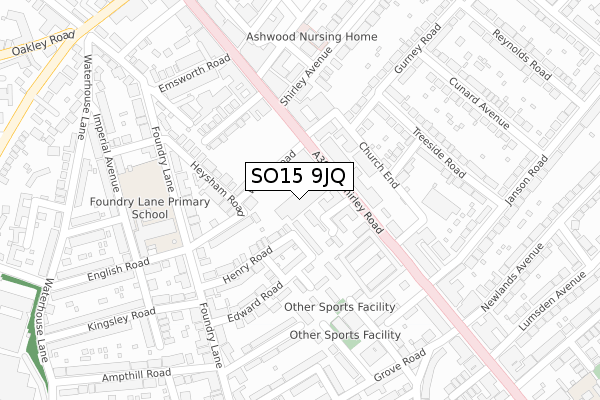 SO15 9JQ map - large scale - OS Open Zoomstack (Ordnance Survey)
