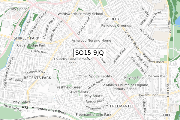 SO15 9JQ map - small scale - OS Open Zoomstack (Ordnance Survey)