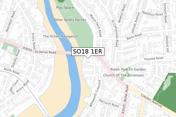 SO18 1ER map - large scale - OS Open Zoomstack (Ordnance Survey)