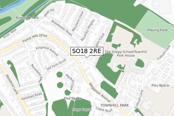 SO18 2RE map - large scale - OS Open Zoomstack (Ordnance Survey)