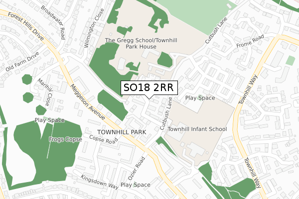 SO18 2RR map - large scale - OS Open Zoomstack (Ordnance Survey)